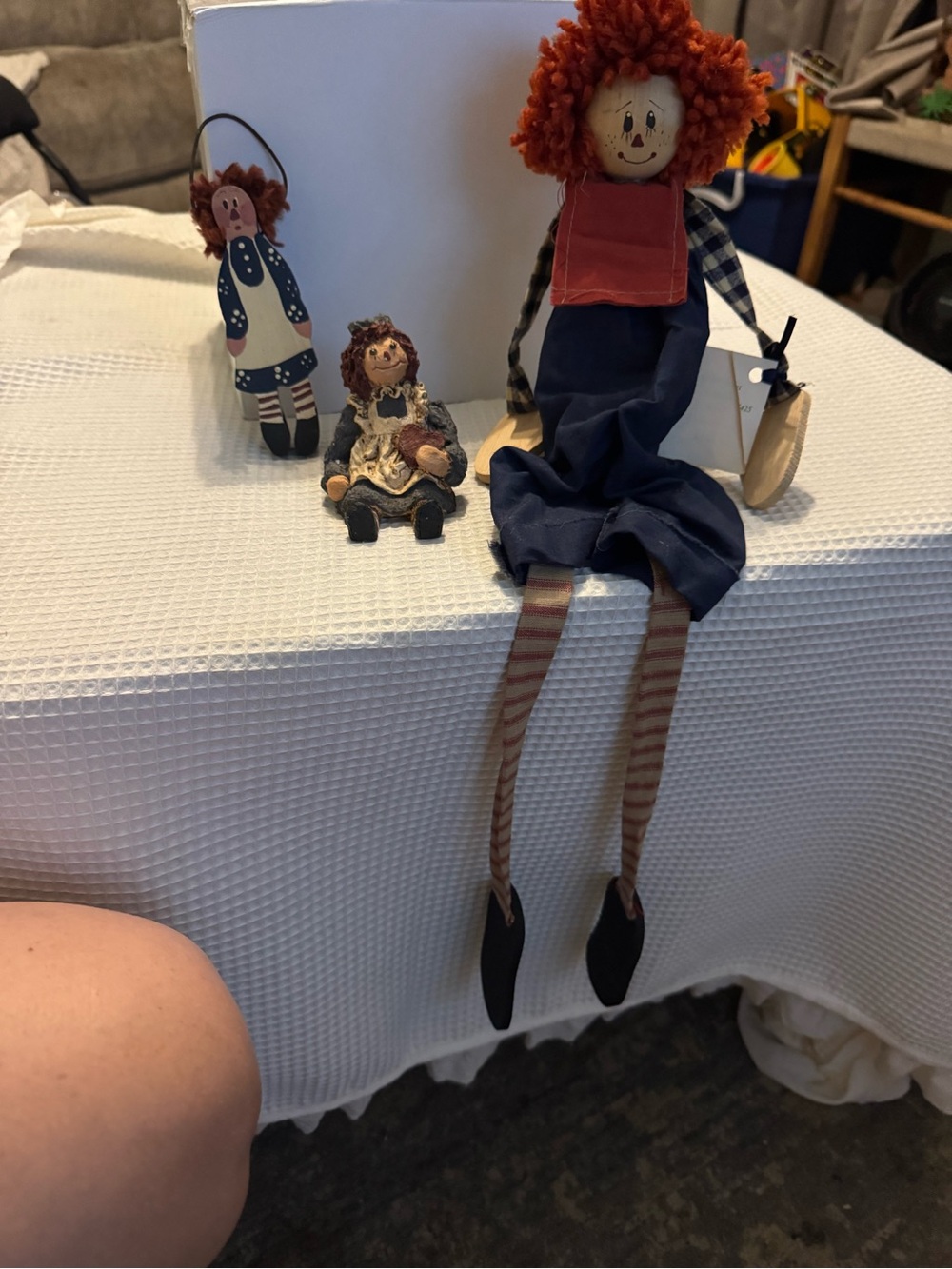 Primitive Raggedy Ann Lot Set Vintage Shelf Sitters Country